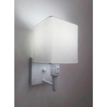 Imagem de Arandela Quadrada Vivare Md-2019 Base Branco Com Interruptor Cúpula Em Tecido - Bivolt Branco-branco 127-220v