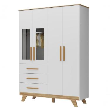 Imagem de Armário Retrô 4 Portas - Moveis Peroba Amendoa-branco