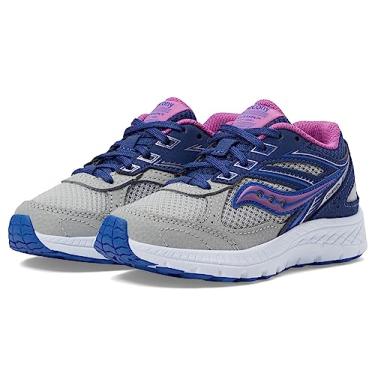 Imagem de Saucony Tênis de corrida unissex infantil Cohesion 14 de renda ao dedão, Azul-marinho/cinza/uva, 4 Big Kid