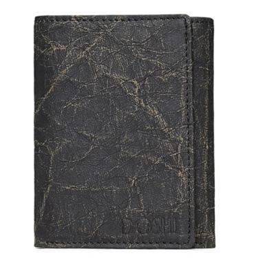 Imagem de DOSHI Carteira vegana sustentável de papel kraft italiano com três dobras, Kraft preto rústico