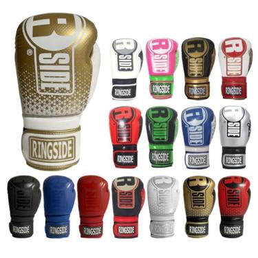 Imagem de Ringside Luvas de boxe Apex Flash, luvas de boxe IMF-Tech com suporte seguro para o pulso, luvas de boxe sintéticas para homens e mulheres, brancas e douradas, 400 ml