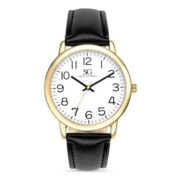 Imagem de Saint Germain Relógio Masculino Clássico, Caixa Dourada 40mm, Pulseira de Couro Preta, Analógico