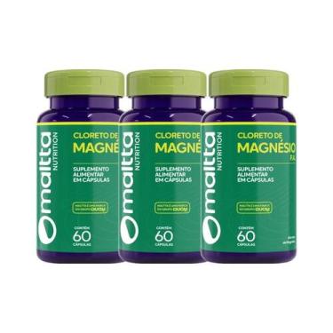 Imagem de Kit 3 Cloreto De Magnésio P.A. 60 Cápsulas - Maltta - Maltta Nutrition