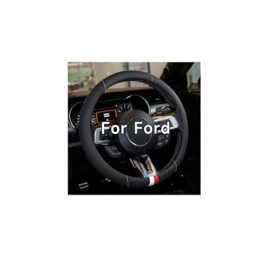 Imagem de OHHMNKK Capa de volante para carro, van, semi-caminhão, reboque, ônibus, 35 a 38 cm, couro para viagem de volante, aderência máxima de couro vegano, antiderrapante, confortável, proteção resistente