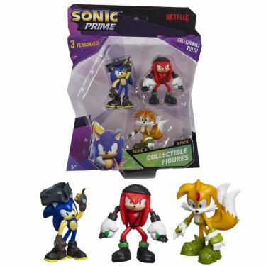 Imagem de Kit 3 Bonecos Col 6,5cm Sonic Pirata, Knucks e Tails