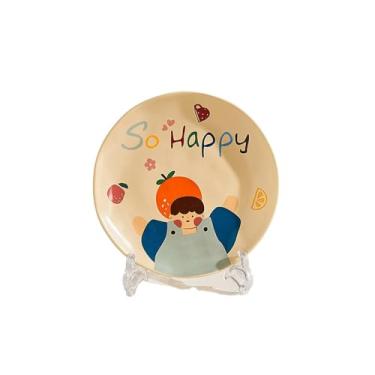 Imagem de Conjunto de pratos personalizados domésticos fofos talheres de cerâmica criativos - prato de 20 cm - adolescentes