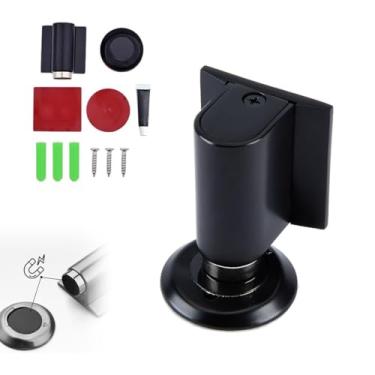 Imagem de SvRite Batente de porta magnético, rolha de cunha de porta resistente com kit de instalação, design sem broca, suporte invisível para prender no chão, disponível em preto e branco (preto)