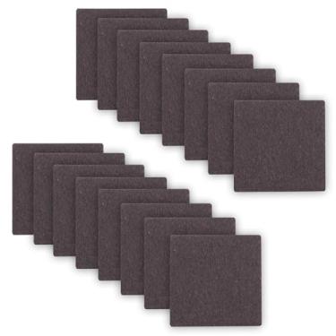 Imagem de 16 peças de almofadas quadradas de feltro para móveis de 5 cm, almofadas autoadesivas de feltro cortáveis para pernas, protetores de chão para pisos de madeira, marrom