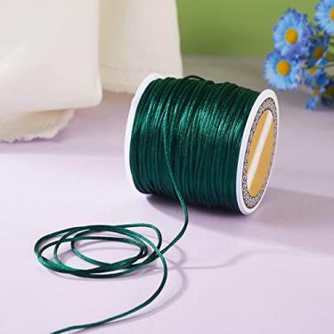 Imagem de 1 rolo de fio de nylon de 1 mm, cordão de cetim de rabo de rato, material para fazer você mesmo, cordão de nylon para colar, pulseira, joias, artesanato feito à mão, 70 m)/rolo (verde escuro)