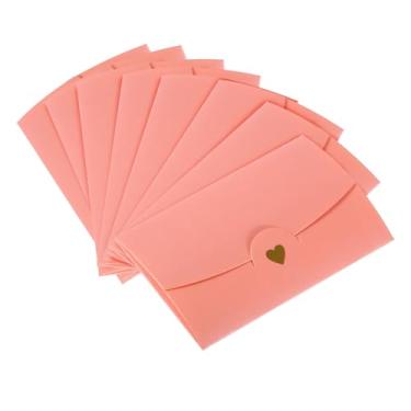 Imagem de Mini envelopes, pacote com 20 porta-cartões de presente pequenos envelopes de convite de negócios de coração dourado retrô para aniversário de casamento, rosa