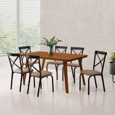 Imagem de Mesa de Jantar em Madeira Maciça Millena 160cm Robusta Castanho