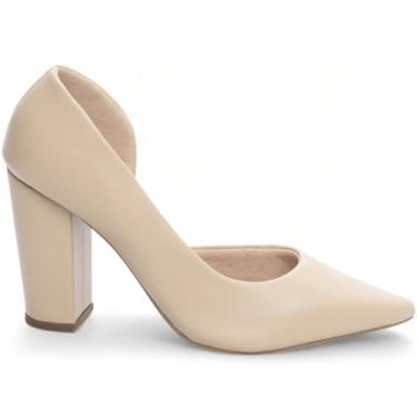 Imagem de Torricella, Sapato Scarpin Salto Médio Alto Grosso Aberto 8,5cm Torricella Cor:Bege;Tamanho:38