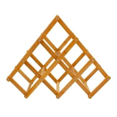 Imagem de Adega Retrátil Rack Vinhos Madeira Suporte Porta 6 Garrafas Bebidas Prateleira Mesa Bancada Dobrável Luxo Premium Vintage