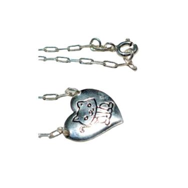 Imagem de Colar Com Pingente Coração Cat Prata 925 Lizzy Fatin