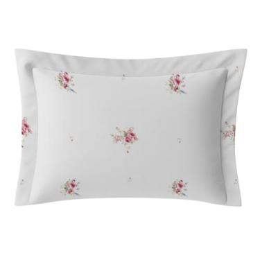 Imagem de Fronha 300 Fios Avulsa para Travesseiro Percal 100% Algodão, Lisa e Estampada - Bem Lunar (Rosa Minimal)