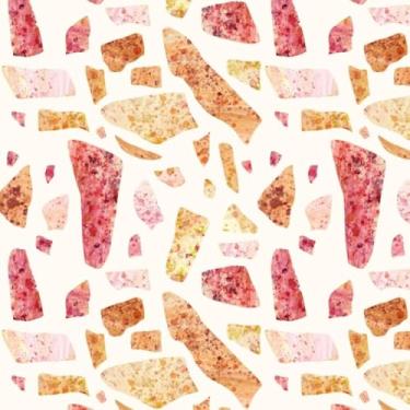 Imagem de Quadro decorativo artesanal com estampa terrazzo monocromática Hand Painted design moderno 50x50cm