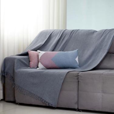 Imagem de Manta para Sofá King Gigante 300 x 180 100% Algodão Protetor e Decorativo – Conforto e Elegância para Sua Sala (King Chumbo)