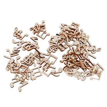 Imagem de Tnfeeon Notas Musicais Peças de Madeira, Conjunto de Artesanato DIY Feito à Mão, 100 Unidades de Fatias de Madeira para Decoração de Casa, Scrapbooking, Confecção de Cartões, Artistas Criativos e Amadores