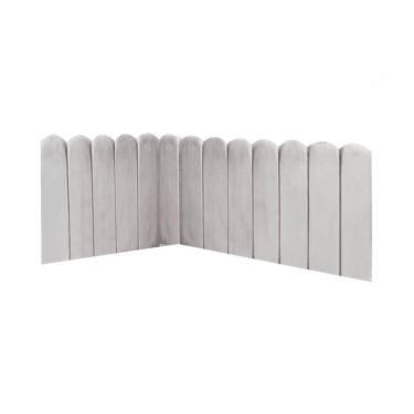 Imagem de Cabeceira Painel Cama King Box Nuvem Suede Sandy 195 Cm Cor:cinza Claro