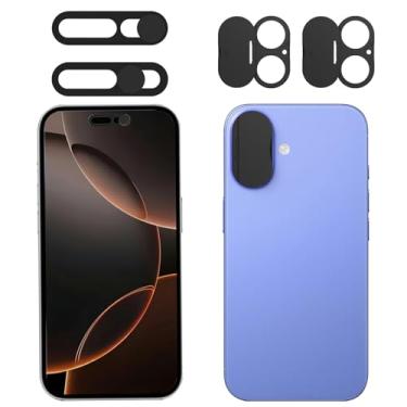 Imagem de EYSOFT Capa de privacidade compatível com iPhone 16/iPhone 16 Plus com capa de câmera frontal, protege a privacidade e a segurança, mas não afeta o reconhecimento facial (pacote com 2)