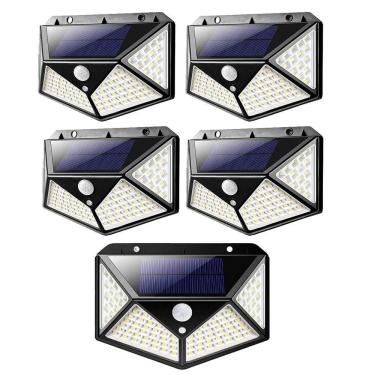 Imagem de Luminaria Solar 100 Leds Sensor Movimento Kit 5 Unid Andarel