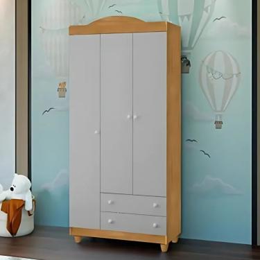 Imagem de Roupeiro Lara 3 Portas 2 Gavetas Mdf Compacto Minimalista Cinza Nature