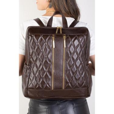 Imagem de Mochila de couro liso matelassê Romana-Feminino