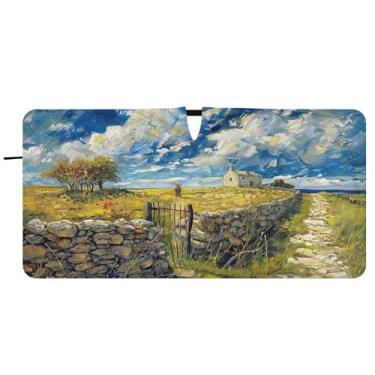 Imagem de Blueangle Guarda-sol para para-brisa doméstico camponês - 149.9 cm x 76.2 cm dobrável carro janela frontal blocos para-sol raios UV viseira solar (518)