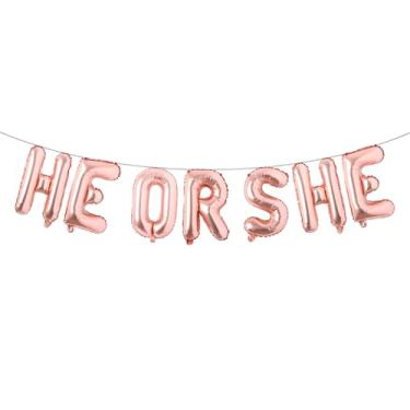 Imagem de Gender Reveal Balloons Christmas He or She Baking Party Decoration Boy or Girl Baby Shower Decoration Supplies Favors Photobooth Props (HE OR SHE Rose Gold)