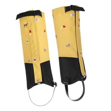 Imagem de harayaa Polainas infantis para botas de caminhada, proteção para as pernas com tira para o pé, capa de calçado de inverno para mochilão, esqui e atividades ao, Amarelo