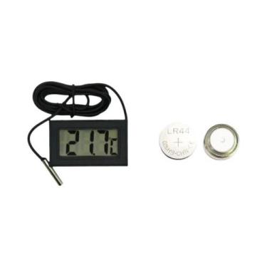 Imagem de Mini termômetro digital LCD com sonda à prova d'água para freezer gela