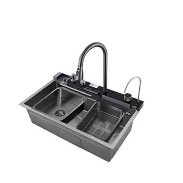 Imagem de Cuba Cozinha Gourmet Torneira Cascata Lavador Copos - Cinza - Kokay