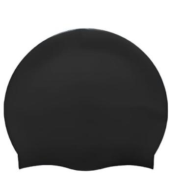 Imagem de Touca de Natação Touca de Silicone Elástica Unissex touca de natação para Piscina e Mar(Preta)