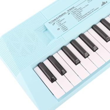 Imagem de Luqeeg Piano de Teclado Elétrico de 37 Teclas Com Microfone, Função de Gravação para Educação Musical Infantil, USB/alimentado por Bateria, Portátil, Brinquedo de Teclado (Azul)