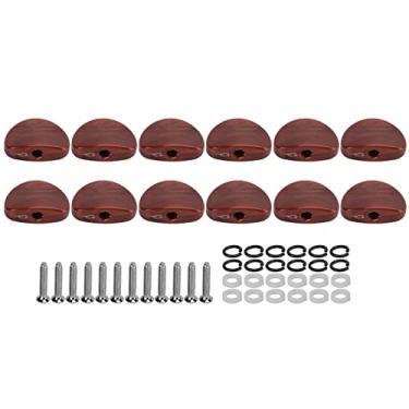 Imagem de LiebeWH 12 Conjuntos de Botões de Cabeça de Máquina de Afinação, Pinos de Afinação de Guitarra de Plástico e Metal para Guitarras Elétricas, Design Elegante e Desempenho Durável (Café)
