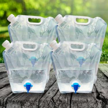 Imagem de Cooltto Embalagem com 4 recipientes de água premium de 2,6 galões, jarro de armazenamento de plástico transparente de grau alimentício, sem vazamento, garrafa de água dobrável para acampamento
