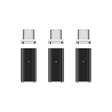 Imagem de N. NETDOT Conversor adaptador USB-C para USB-C de carregamento rápido magnético Gen10 compatível com smartphones tipo C (pacote com 3 preto)