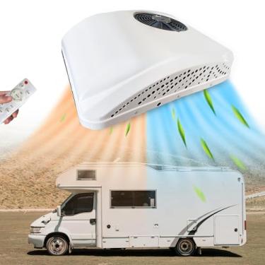 Imagem de Ar condicionado RV de 24 V com calor 8,5 K BTU universal para trailer, unidade CA de ar-condicionado CC, combinação de aquecedor A/C, silencioso 2 em 1, aquecimento e resfriamento para caminhão