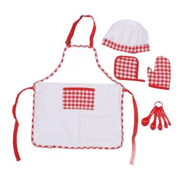 Imagem de SIWOTED Conjunto de fantasia de chef infantil com alça ajustável, avental, chapéu de chef, conjunto de chef de cozinha e cozimento para meninas e crianças pequenas