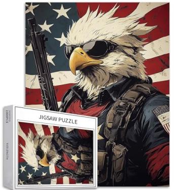 Imagem de Quebra-cabeça de abutre com metralhadora de 1000 peças para adultos arte patriótica desafiadora jogos de atividade familiar colorido DIY artesanato quebra-cabeça para decoração de casa presentes 50 ×
