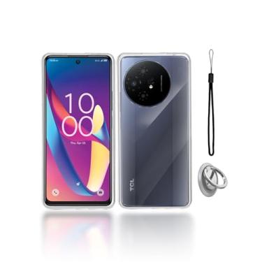 Imagem de KONXISA Capa para TCL 50 XL 5G, capa de telefone com fivelas e cordões, capa protetora de material TPU premium, capa protetora resistente a arranhões e quedas, transparente