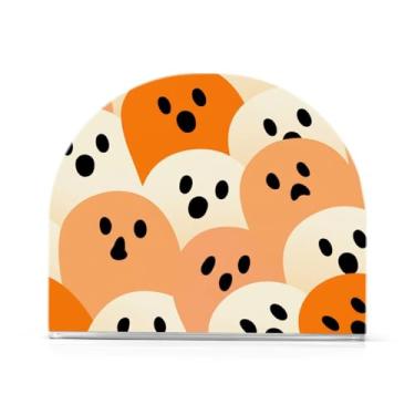 Imagem de Qilmy Porta-guardanapos de acrílico Halloween Ghosts, suporte de guardanapo de coquetel de plástico transparente para mesas de restaurante de cozinha, 2 peças