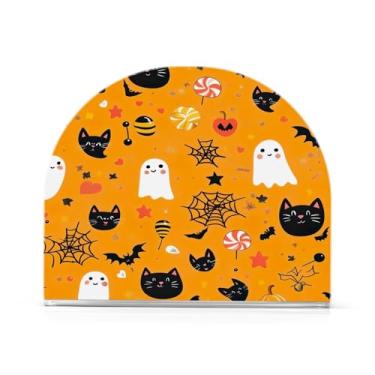 Imagem de JUZIHAI Abóboras de Halloween Porta-guardanapos para mesa Dispensador de guardanapo de acrílico para mesa Suporte de lenços independente para cozinha sala de jantar bar festa decoração de casa