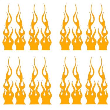 Imagem de Decalque de vinil refletivo de chama, 16 peças, adesivo DIY impermeável para carro, veículo de pista, motocicleta, bicicleta, skate e laptop, 15 cm/5,9 pol (laranja)