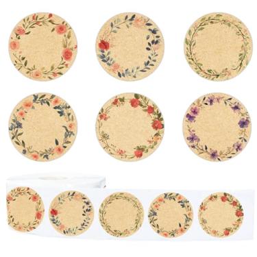 Imagem de Whaline 500 peças de adesivos de etiqueta Kraft de primavera, adesivos autoadesivos para decoração de envelopes de convite de férias, 6 designs, 5 polegadas