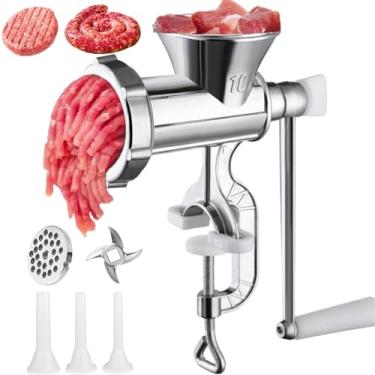 Imagem de Moedor manual de carne - Moedor de carne para uso doméstico, máquina de salsicha e hambúrguer hambúrguer com grampo de mesa, ferramenta de cozinha manual para carne de porco caseira, carne bovina e