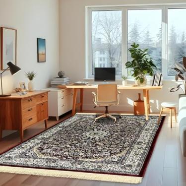 Imagem de 1 Tapete Escritório Grande Belga Luxo Es Cl 200 x 250 Vr (D1Cla Vermelho Branco Preto - Classico Medalhão Floral)