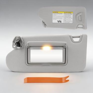 Imagem de Viseira de sol com luz de vaidade compatível com Nissan Altima 2013 2014 2015 2016 2017 2018 (sem teto solar), substituição do visor do lado do piloto esquerdo do motorista 96401-3TA2A, cinza