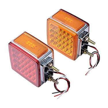 Imagem de NAAMOTOMOX 2 lâmpadas quadradas de 12 V com duas faces para montagem em pedestal, para-choque, 51 LED, caminhão compatível com Kenworth Peterbilt Freightliner Volvo Trucks