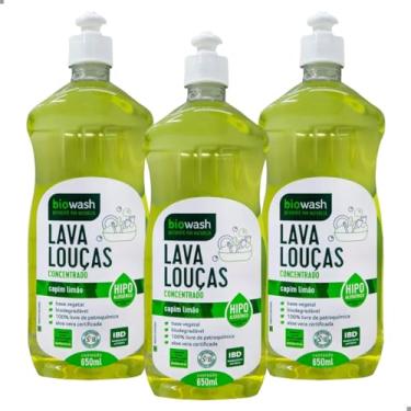Imagem de 3 x Lava Louças Detergente Biodegradável Capim Limão 650ml - Biowash